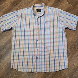 Drunknmunky short sleeve multicolor plaid Shirt Men's XL 100% Cotton